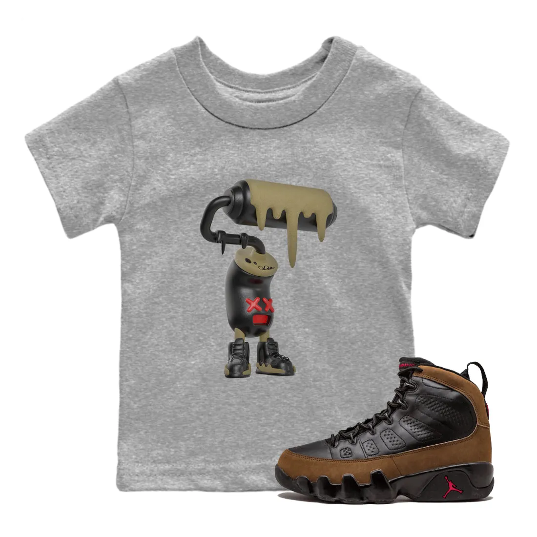 - Kids SNRT Quick shipping Roller Tees Jordan Fast dispatch 3D Olive Paint Air Sneaker 9