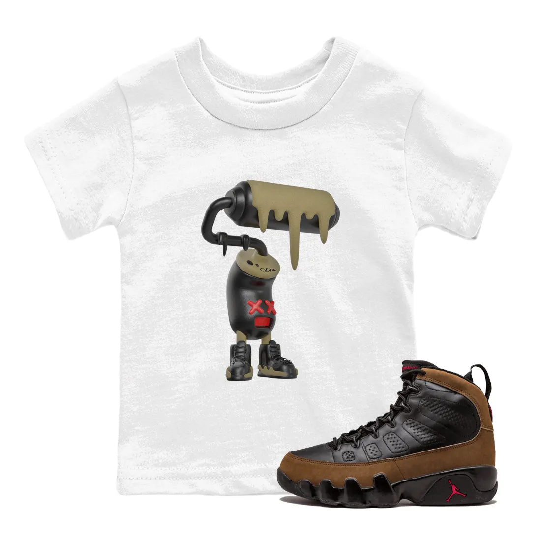 - Kids SNRT Quick shipping Roller Tees Jordan Fast dispatch 3D Olive Paint Air Sneaker 9