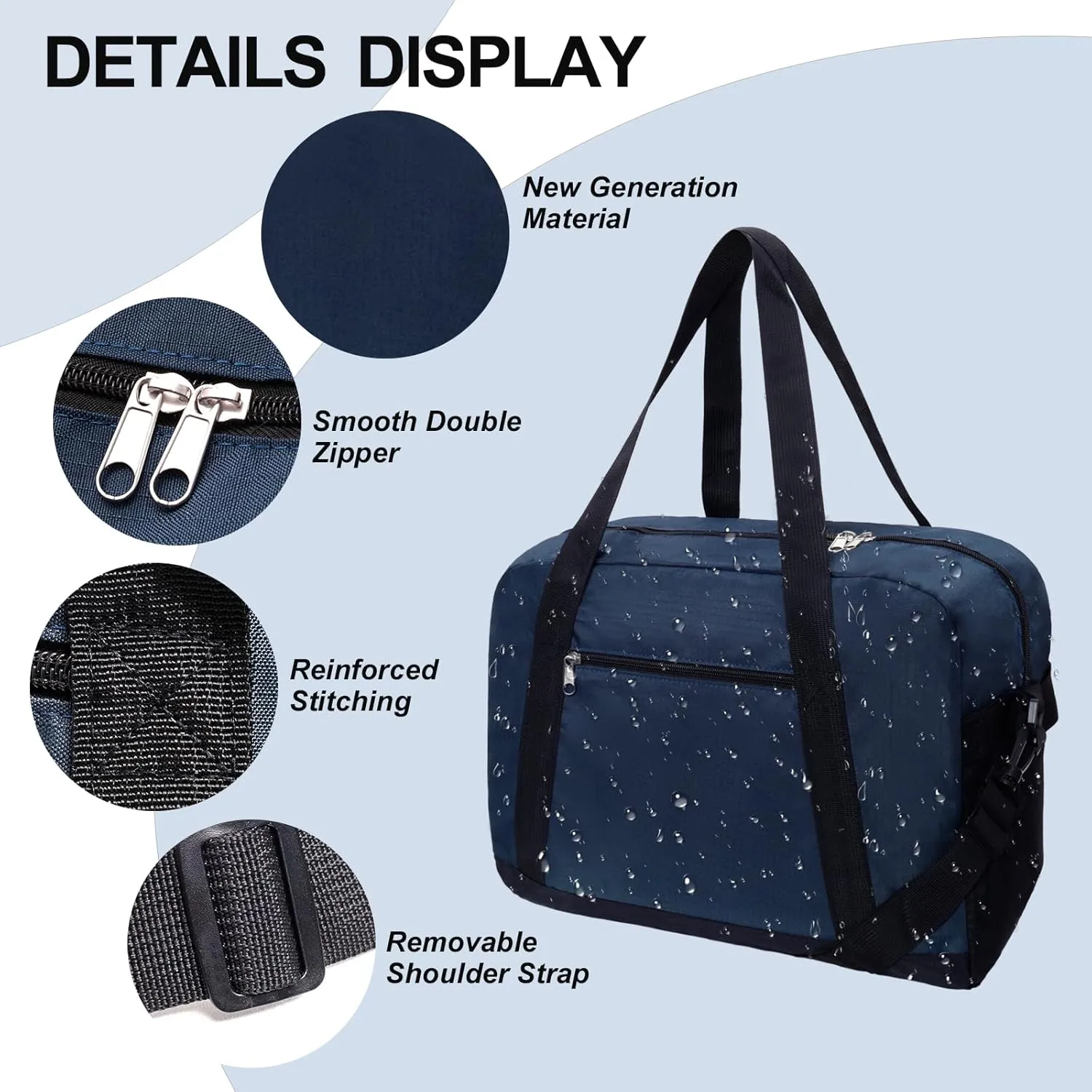 15 inch Small Gym Bag Mini Travel Duffel Bag Carry on Lightweight Bag for Men Women Travel Sport (Navy Blue)