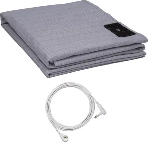 1Pc Grounding Sheets with 5% Silver Fiber, Grounding Flat Sheet with 15ft Grounded Cord, Earth Sheet Keep Good Sleep Relieve Stress (35in * 90in)