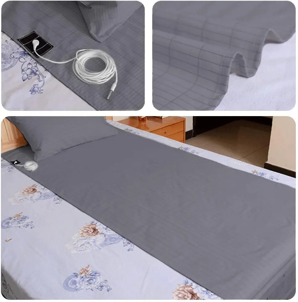 1Pc Grounding Sheets with 5% Silver Fiber, Grounding Flat Sheet with 15ft Grounded Cord, Earth Sheet Keep Good Sleep Relieve Stress (35in * 90in)