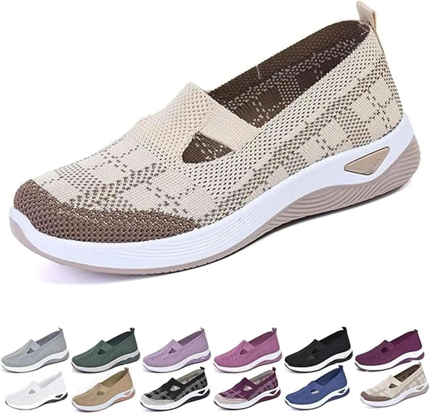 2025 New Orthowalkway Womens Shoes, Women's Orthopedic Walking Shoes, Slip-on Lightweight Flat Soft Soled Orthopedic Shoe