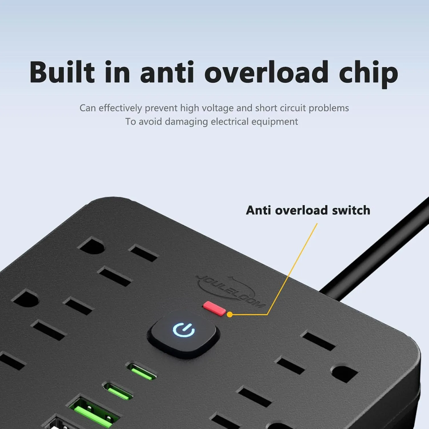 2PCS JouleLoom 6 FT Flat Plug Surge Protector Power Strip,11 Multiple AC Outlets with 6 USB Ports (2 USB C), 6 Feet Extension Cord, 1250W/10A, One Touch Switch Button, 17 in 1 Compact powerstrip