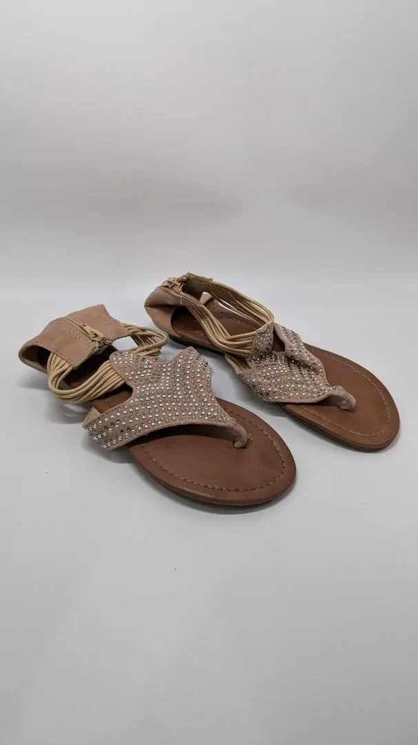385 5th Light Tan Suede Embellished Sandals