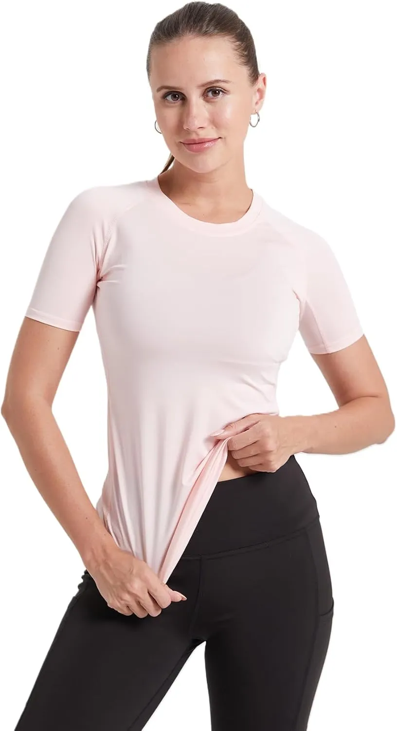 4 Pack Short Sleeve Compression Shirt Women Workout Athletic Baselayer Yoga Softball T-Shirts Cool Running Tops