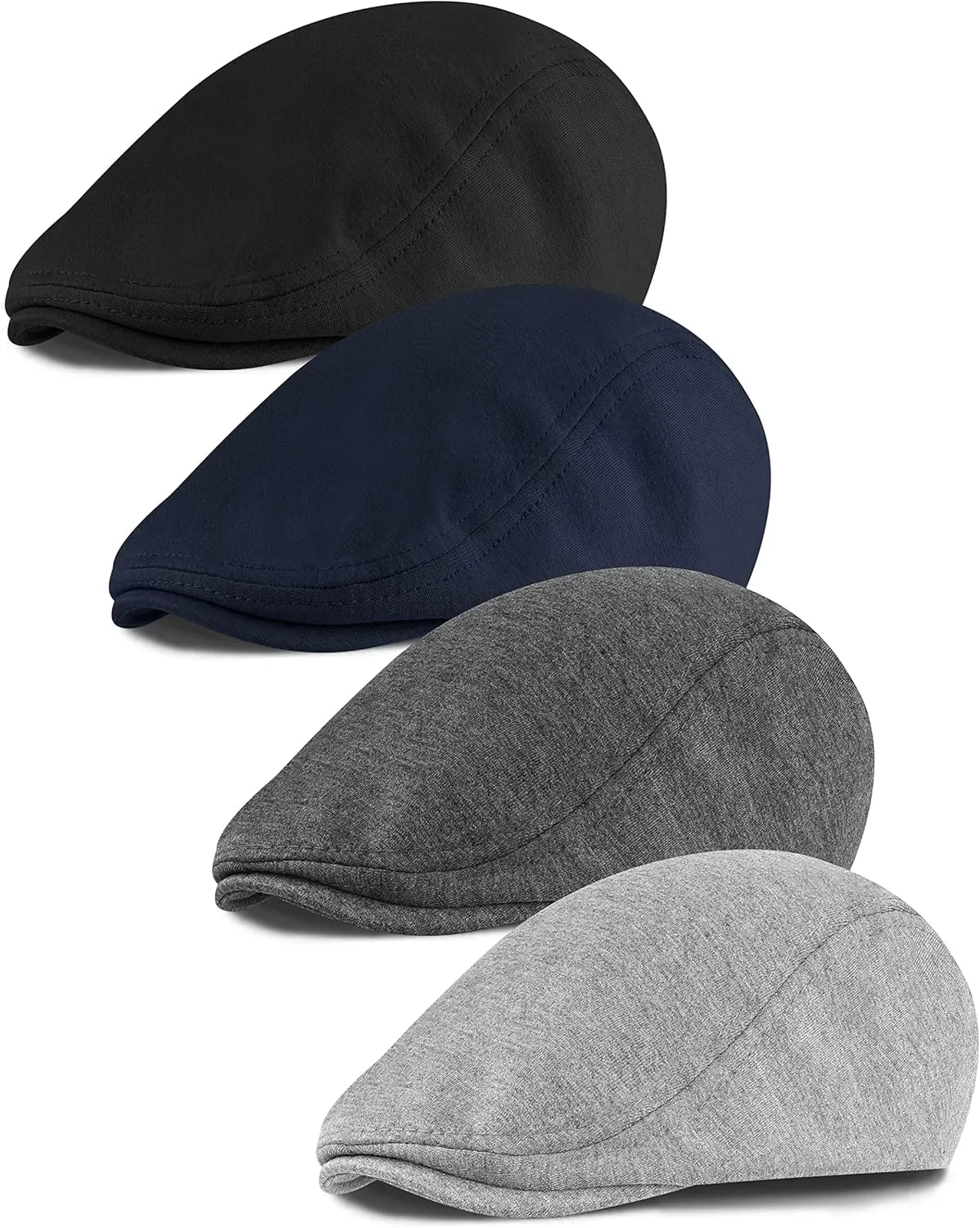 4 Pieces Newsboy Men's Hat Newsboy Cap Flat Cap Soft Stretch Fit Men Cap Cabbie Hunting Cap for Men Outdoor Daily Use