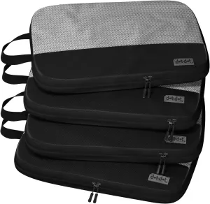 4pc Large Compression Packing Cubes for Suitcases - Carry-on Packing Cubes - Compression Packing Cubes for Carry on Suitcase Compression - Luggage Packing Compression Bags for Travel