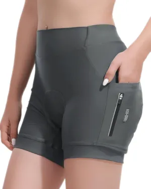 5" & 7" Women Bike Shorts 4D Padded High Stretchy Waistband Quick Dry Cycling Shorts with Pockets Leg Grips
