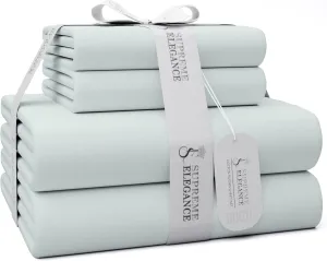 600 Thread Count Cotton Rich Light Gray King Size Sheets Set, Ultra Soft & Silky, Sateen Deep Pocket Sheets (1 Flat, 1 Fitted Sheet & 2 Pillowcases)