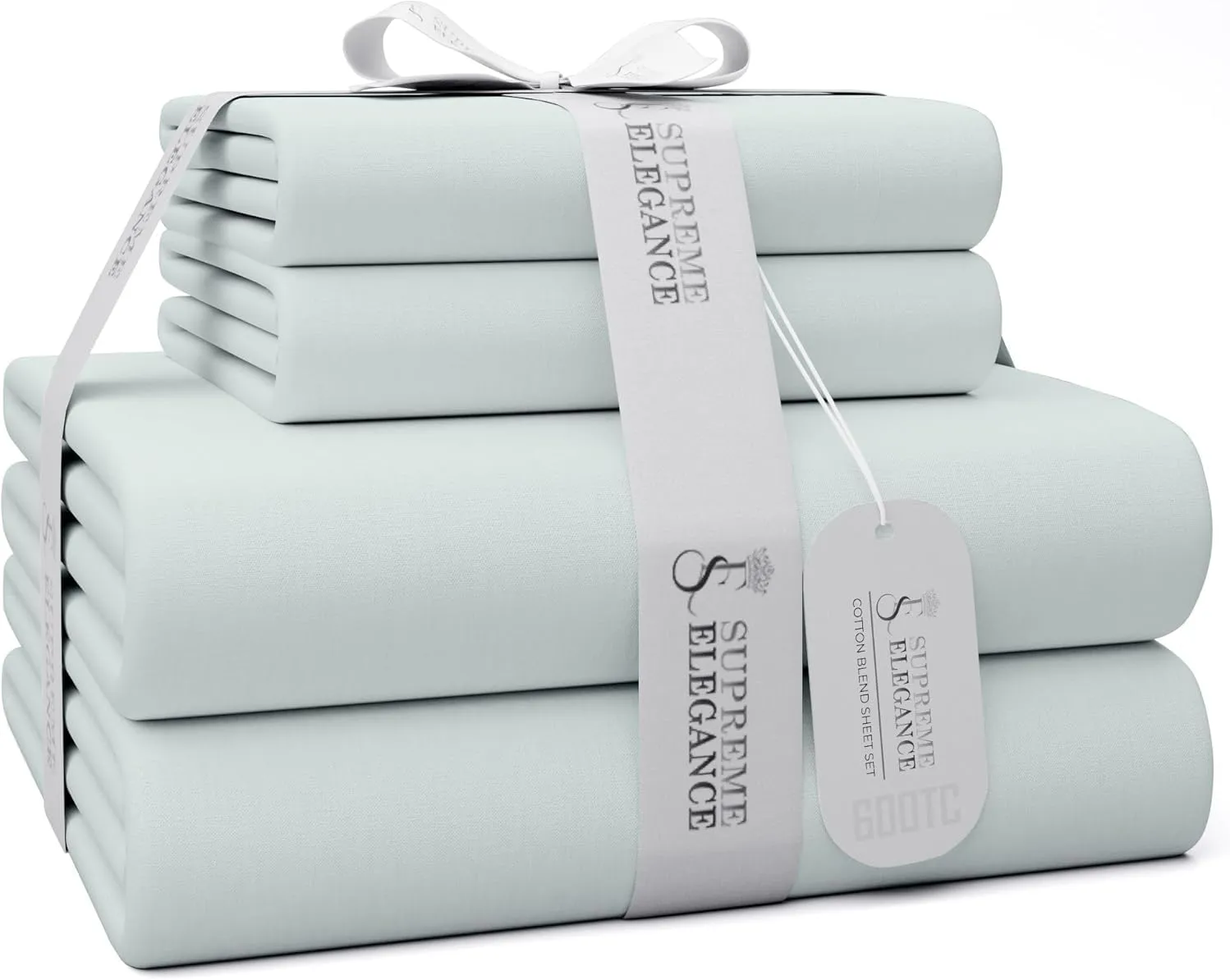 600 Thread Count Cotton Rich Light Gray King Size Sheets Set, Ultra Soft & Silky, Sateen Deep Pocket Sheets (1 Flat, 1 Fitted Sheet & 2 Pillowcases)