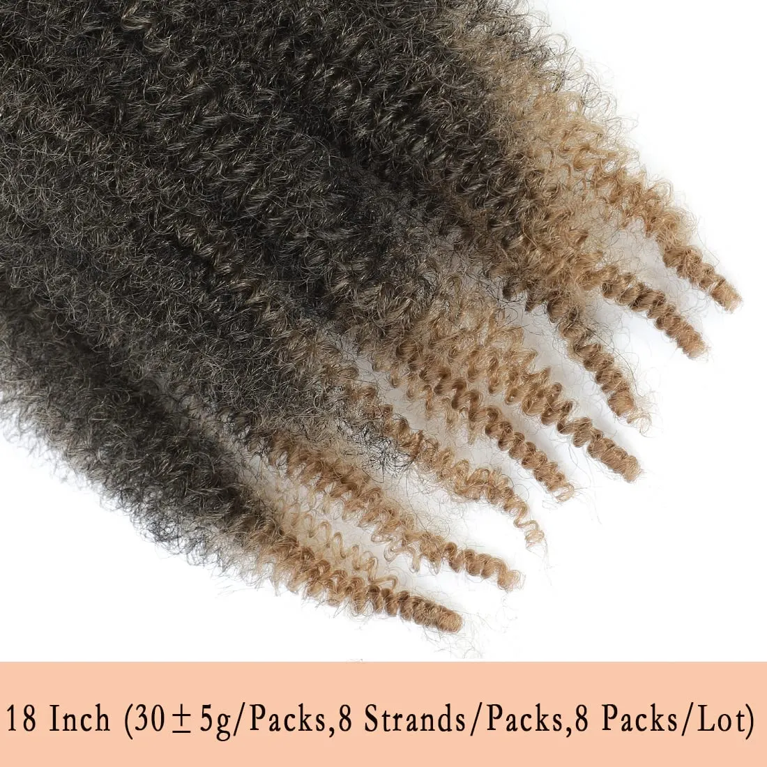 8 Packs Pre-Separated Springy Afro Twist Hair Suitable for Damaged Soft Locs Synthetic Marley Twist Braiding (18 Inch, 1b/27)