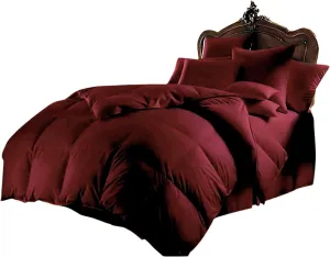 800 TC 100% Egyptian Cotton 300 GSM Goose Down Alternative Microfiber 5 PC Comforter Set (Comforter   Flat   Fitted 15''   2 Pillow Casess) Twin, Burgundy