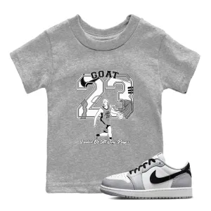 Air Customizable options Player Voice-activated Jordan Sneaker - Goat Grey 1 Wolf Tees Kids SNRT