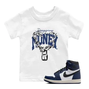 Air Midnight Wide range Sneaker Money SNRT Tees 1 Navy Adaptive Kids - Dangerous Jordan