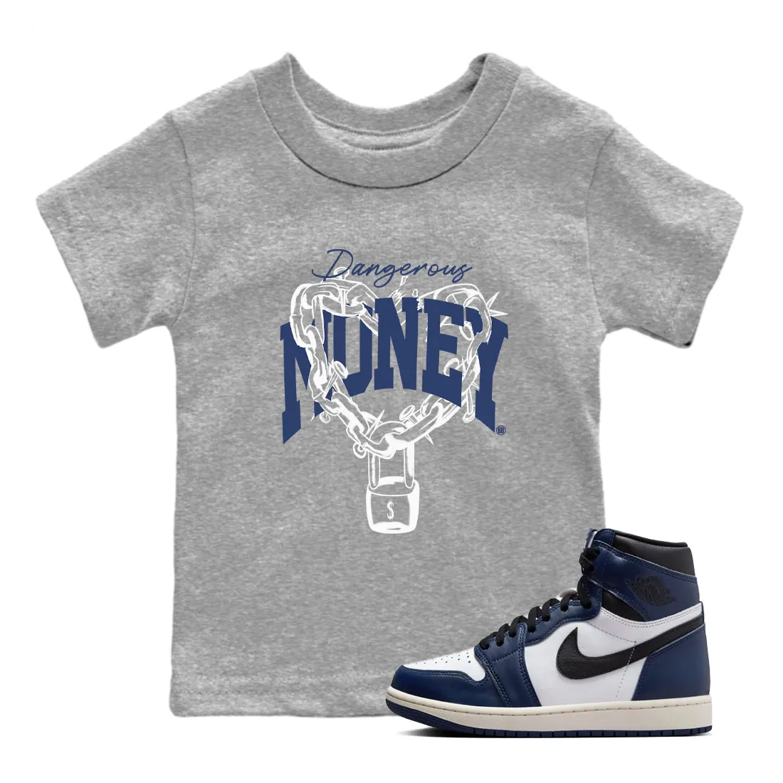 Air Midnight Wide range Sneaker Money SNRT Tees 1 Navy Adaptive Kids - Dangerous Jordan