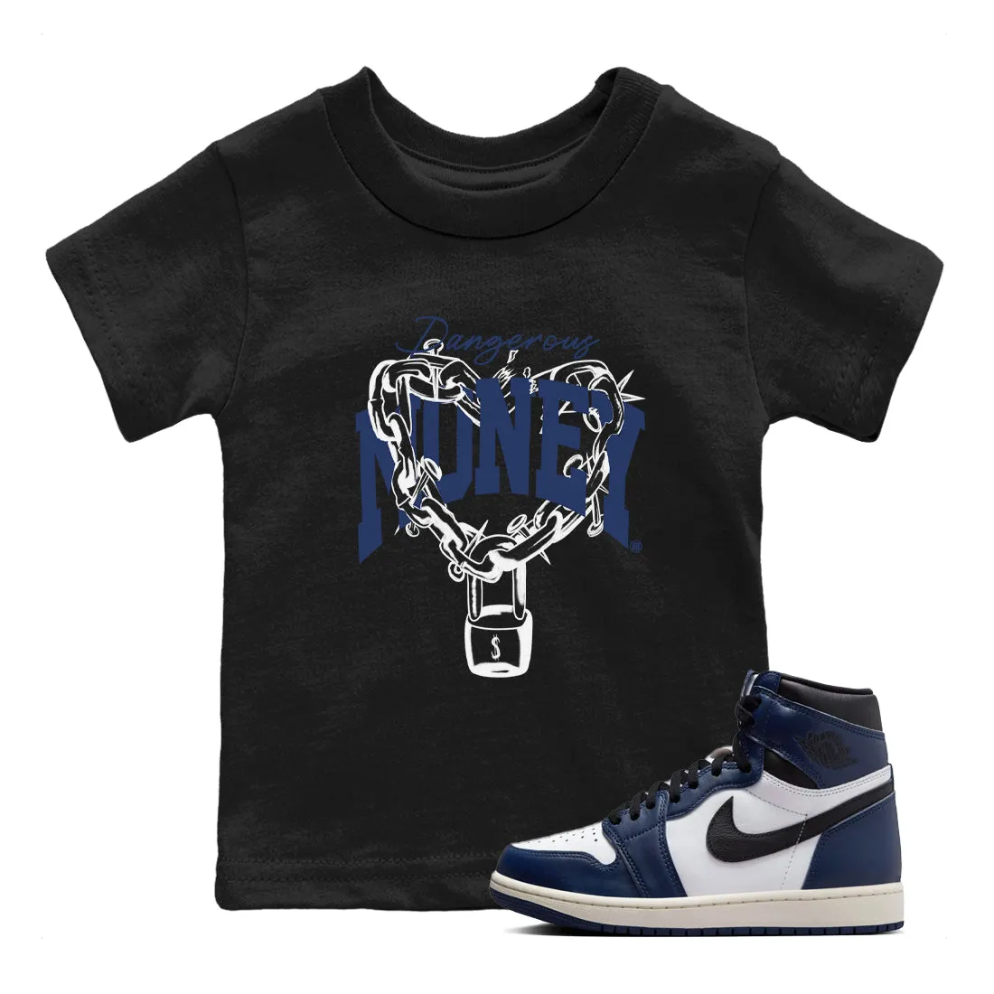Air Midnight Wide range Sneaker Money SNRT Tees 1 Navy Adaptive Kids - Dangerous Jordan