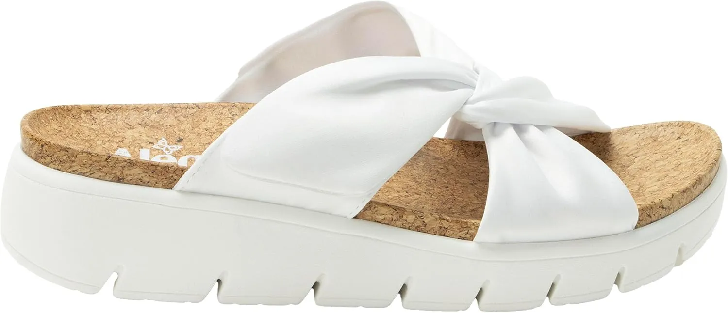 Alegria Women Rylie Vegan Leather Lightweight Platform Satin Scarf Tie Slide Sandal