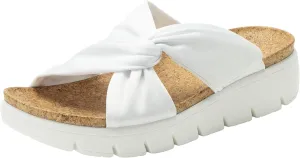 Alegria Women Rylie Vegan Leather Lightweight Platform Satin Scarf Tie Slide Sandal