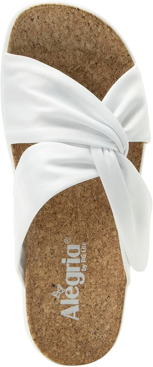Alegria Women Rylie Vegan Leather Lightweight Platform Satin Scarf Tie Slide Sandal