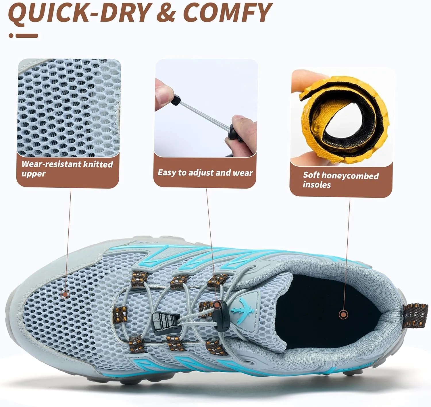 Alibress Water Shoes for Women Men Slip-on Hiking Water Shoes Quick-Dry Aqua Beach Swim River Shoes