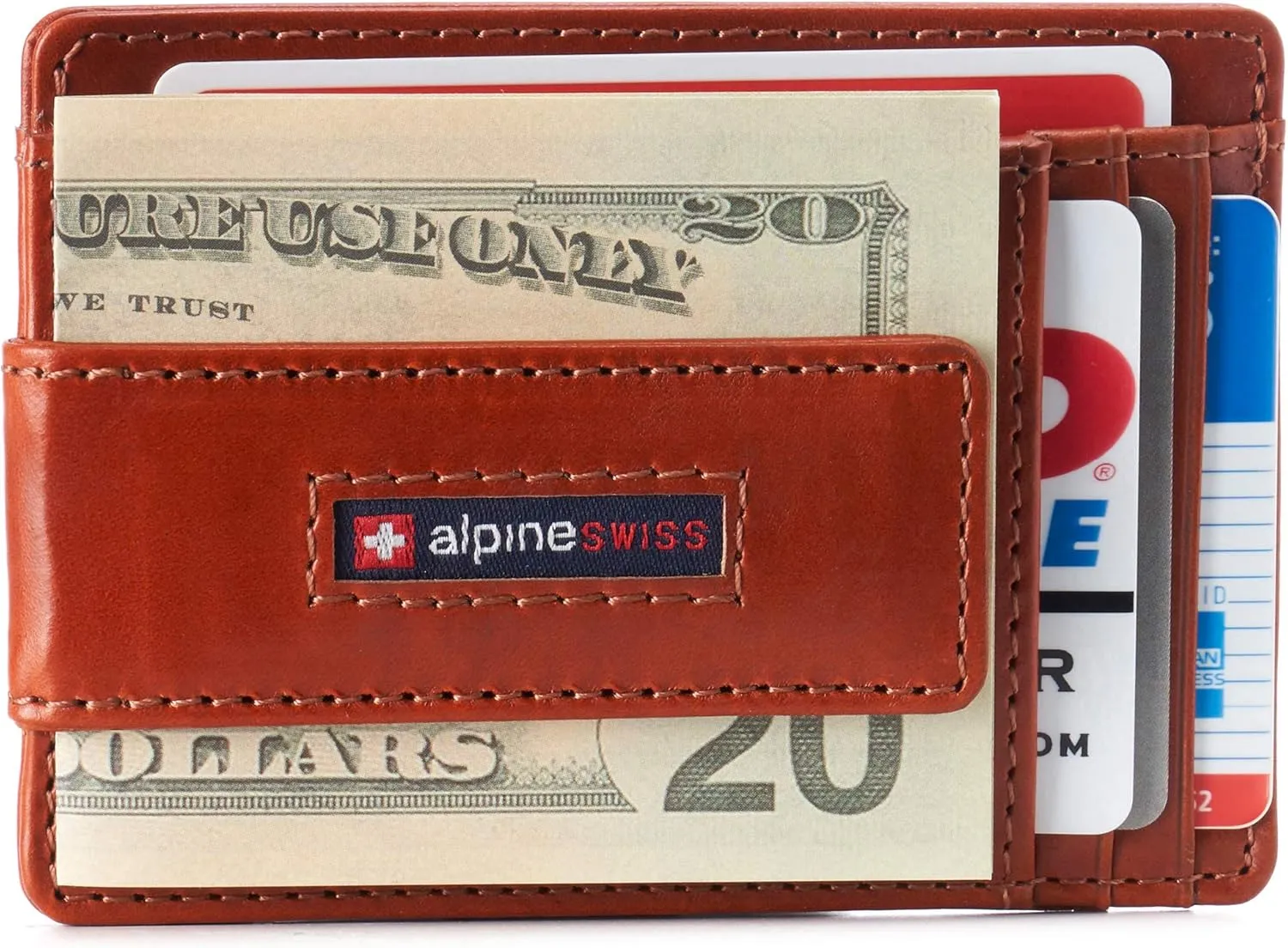 Alpine Swiss Harper Mens RFID Slim Money Clip Front Pocket Wallet Minimalist Leather ID Card Holder