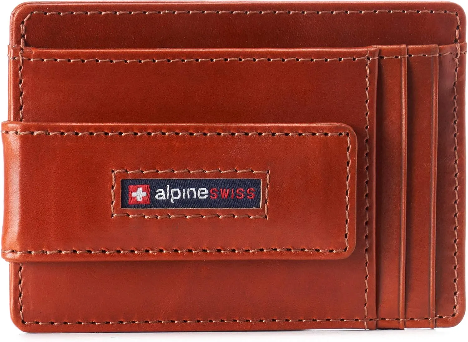 Alpine Swiss Harper Mens RFID Slim Money Clip Front Pocket Wallet Minimalist Leather ID Card Holder