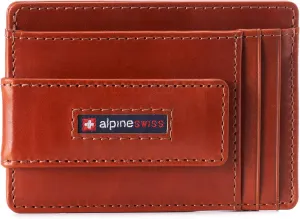 Alpine Swiss Harper Mens RFID Slim Money Clip Front Pocket Wallet Minimalist Leather ID Card Holder