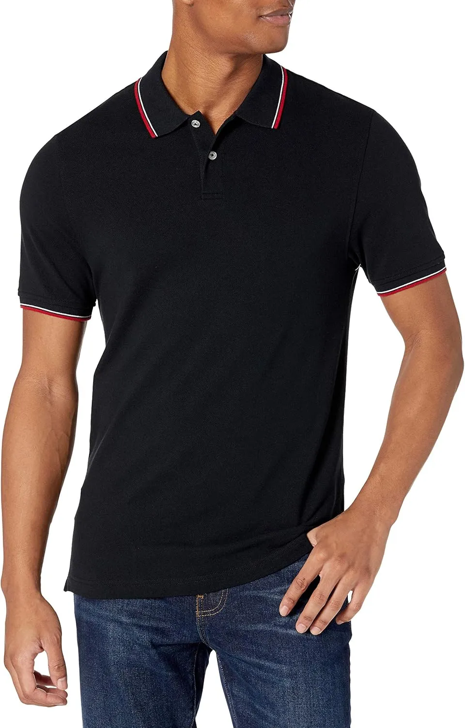 Amazon Essentials Men's Polo Shirts Short Sleeve, Slim-Fit Cotton Pique