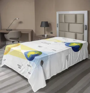 Ambesonne Science Flat Sheet, Solar and Lunar Eclipse Planet Earth Sun Moon Orbit Astronomy Science, Soft Comfortable Top Sheet Decorative Bedding 1 Piece, TwinXL Size, Blue Green Mustard