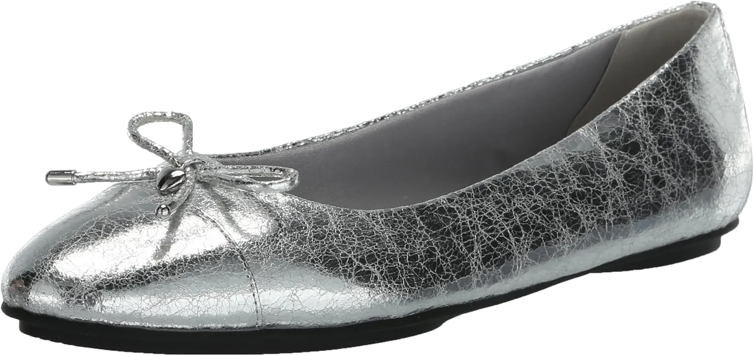 Anne Klein Womens LUCI Faux Leather Slip On Flat Shoes