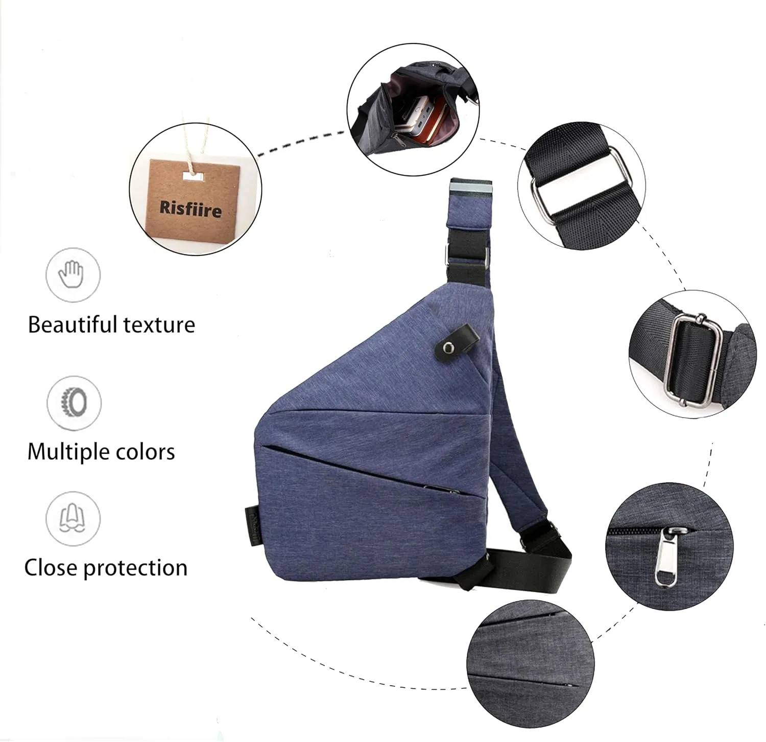 Anti Theft Travel Sling Bag - Slim Crossbody Hiking Shoulder Bag for Women & Men