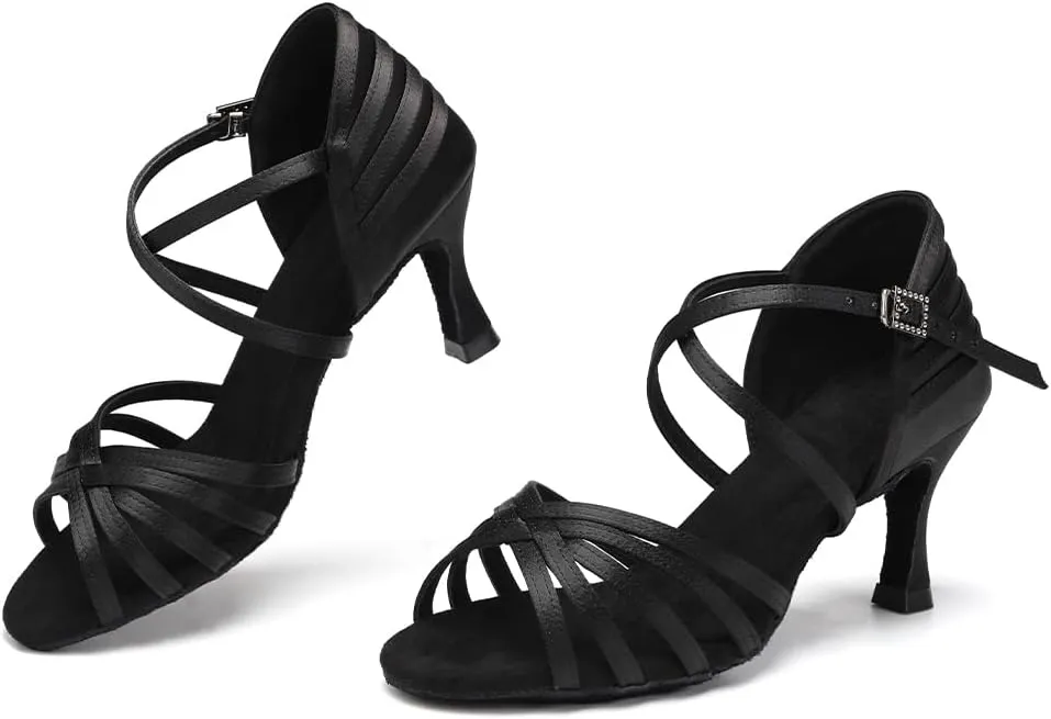 AOQUNFS Women's Latin Dance Shoes Satin Ballroom Salsa Practice Professional Performance Dancing Shoes