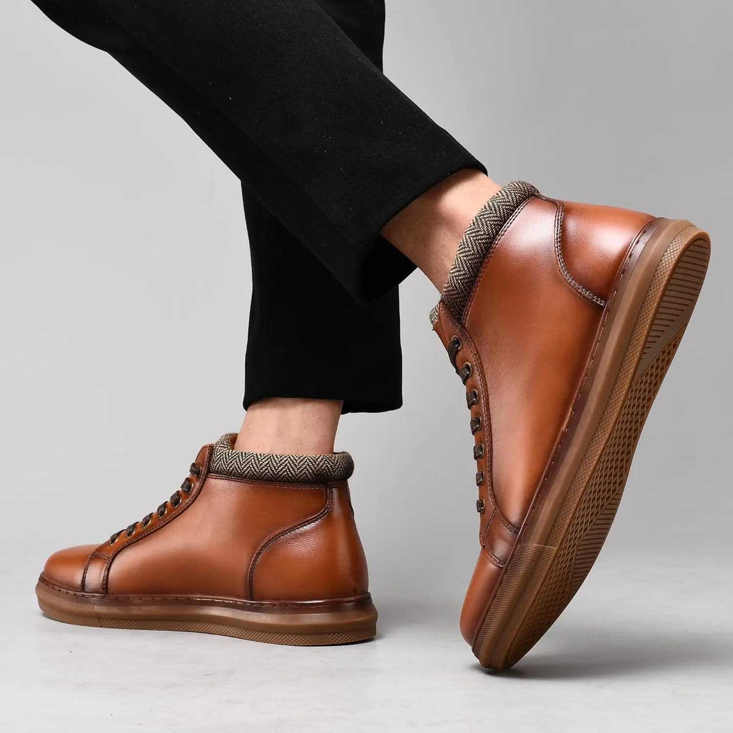 Arkbird Mens Leather Sneaker Fashion Classic Casual Chukka Ankle Boots for Men
