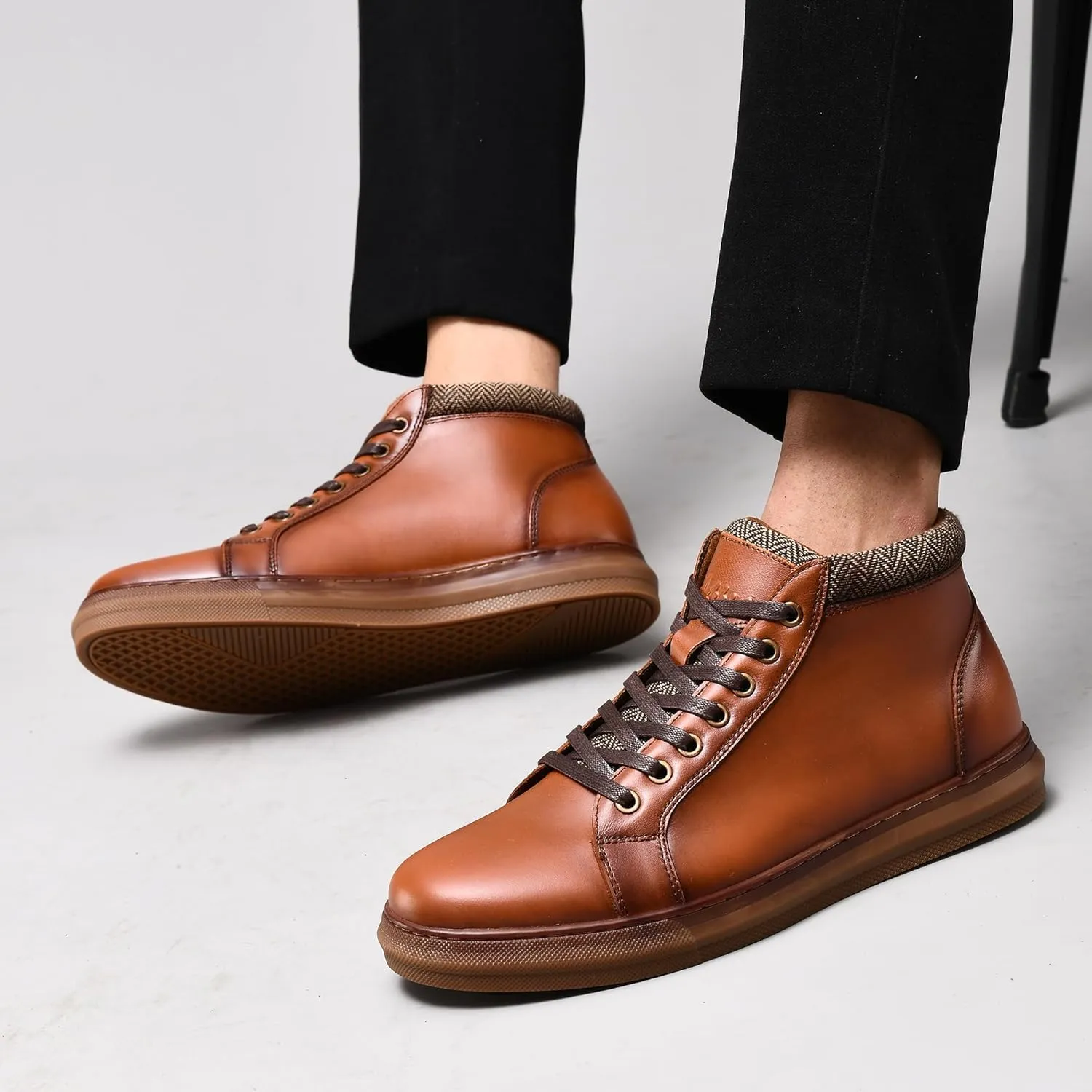 Arkbird Mens Leather Sneaker Fashion Classic Casual Chukka Ankle Boots for Men