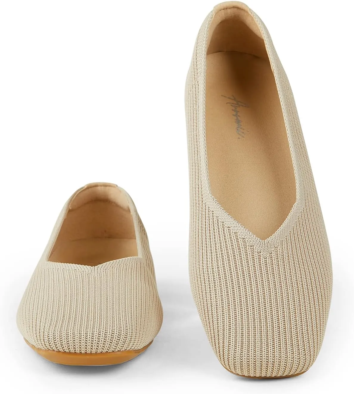 Arromic Black Flats Shoes for Women, Square Toe Ballet Flats Shoes, Washable Comfortable Knit Flats for Women, Soft Slip on Black Flats for Dressy Wedding Work Office Casual