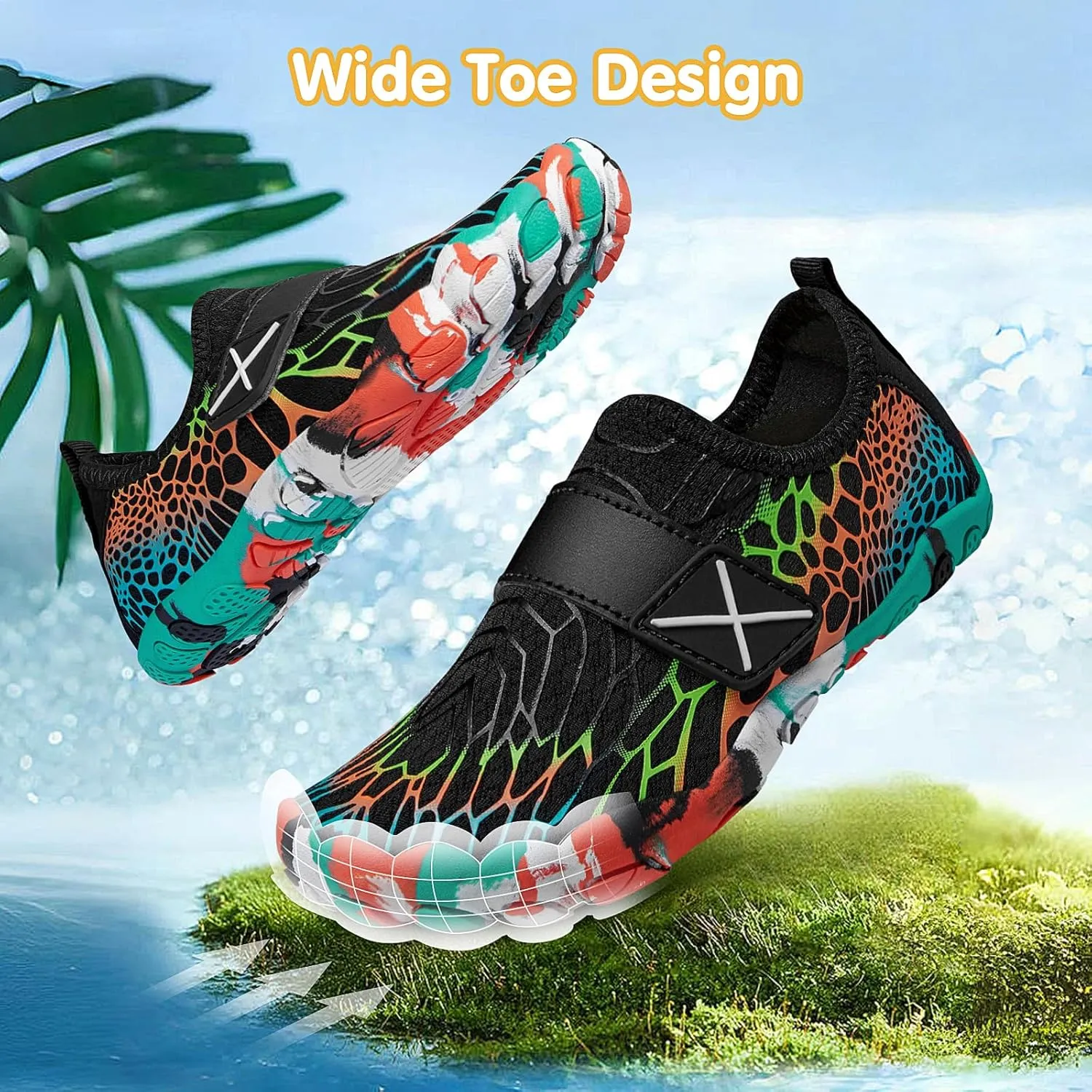 ATHMILE Kids Water Shoes Boys Girls Water Shoes Quick Dry Barefoot Beach Sports Swim Pool Summer Shoes(Little Kid/Big Kid)