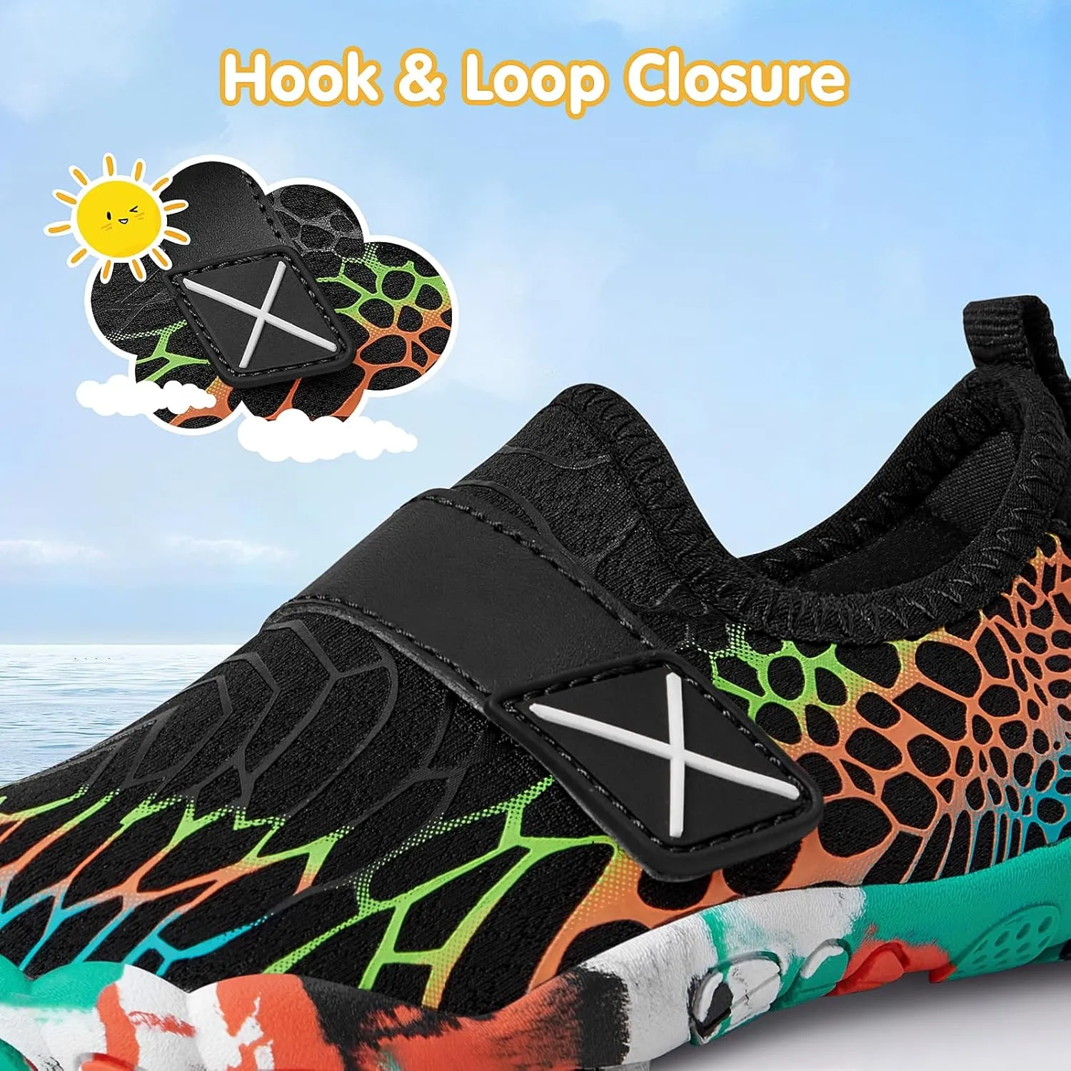 ATHMILE Kids Water Shoes Boys Girls Water Shoes Quick Dry Barefoot Beach Sports Swim Pool Summer Shoes(Little Kid/Big Kid)