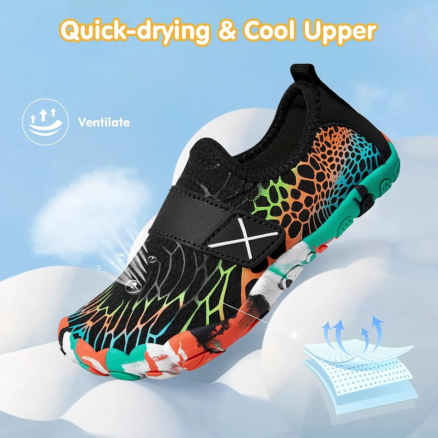 ATHMILE Kids Water Shoes Boys Girls Water Shoes Quick Dry Barefoot Beach Sports Swim Pool Summer Shoes(Little Kid/Big Kid)