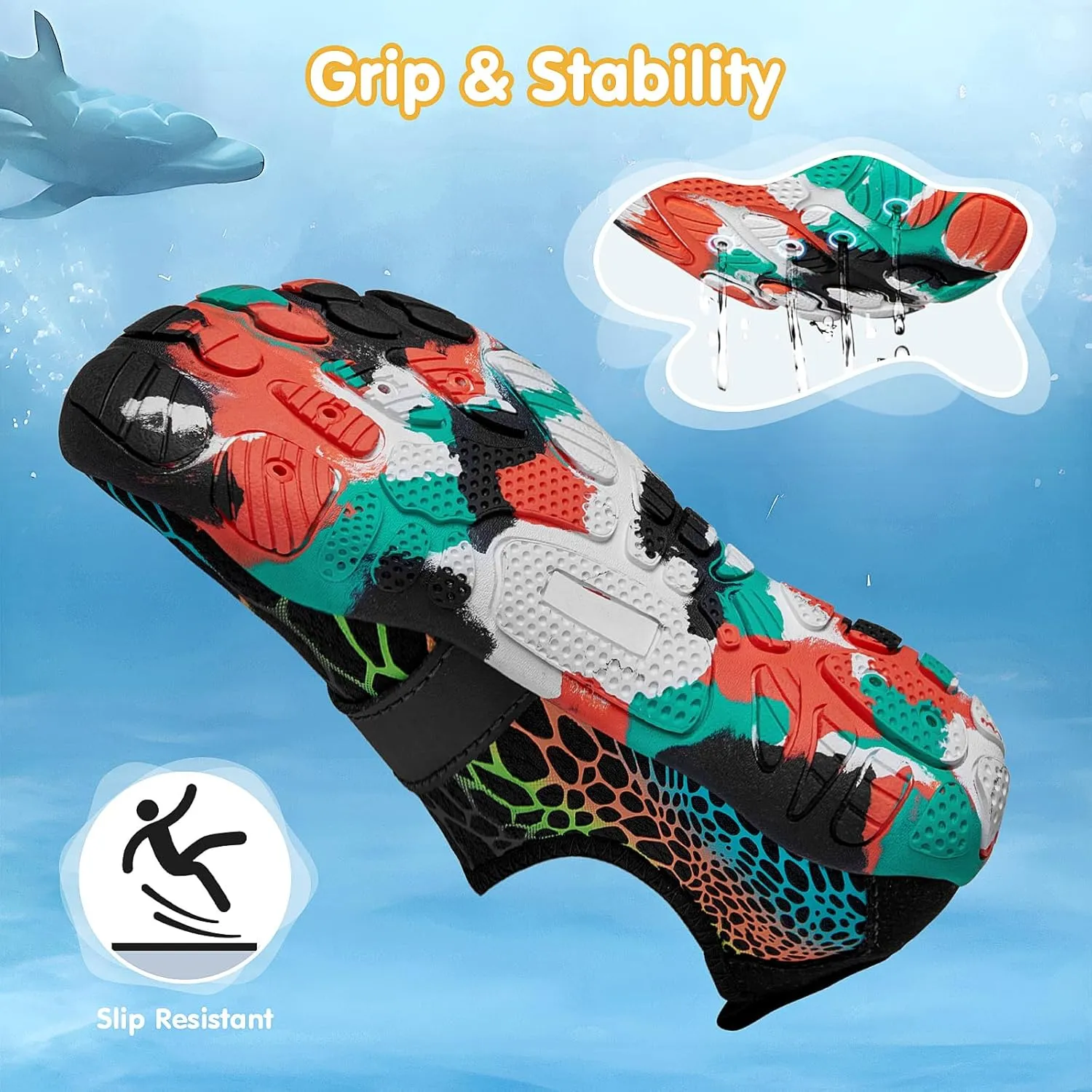 ATHMILE Kids Water Shoes Boys Girls Water Shoes Quick Dry Barefoot Beach Sports Swim Pool Summer Shoes(Little Kid/Big Kid)