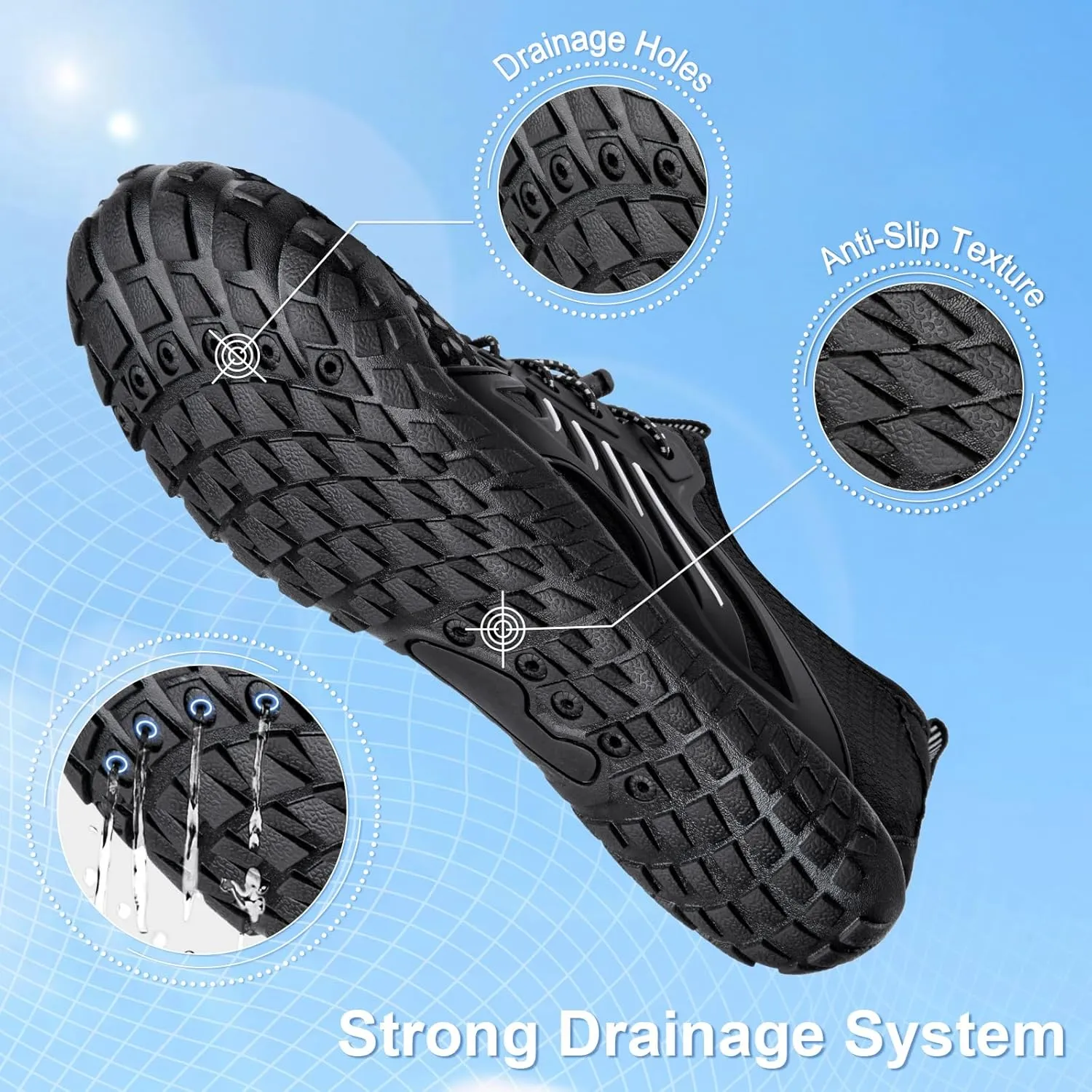 ATHMILE Water Shoes for Women Men Quick Dry Beach Barefoot Aqua Swim Shoes Non-Slip for Wading Rafting Hiking Kayaking