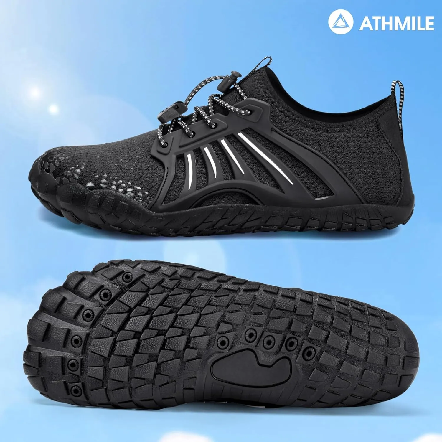 ATHMILE Water Shoes for Women Men Quick Dry Beach Barefoot Aqua Swim Shoes Non-Slip for Wading Rafting Hiking Kayaking