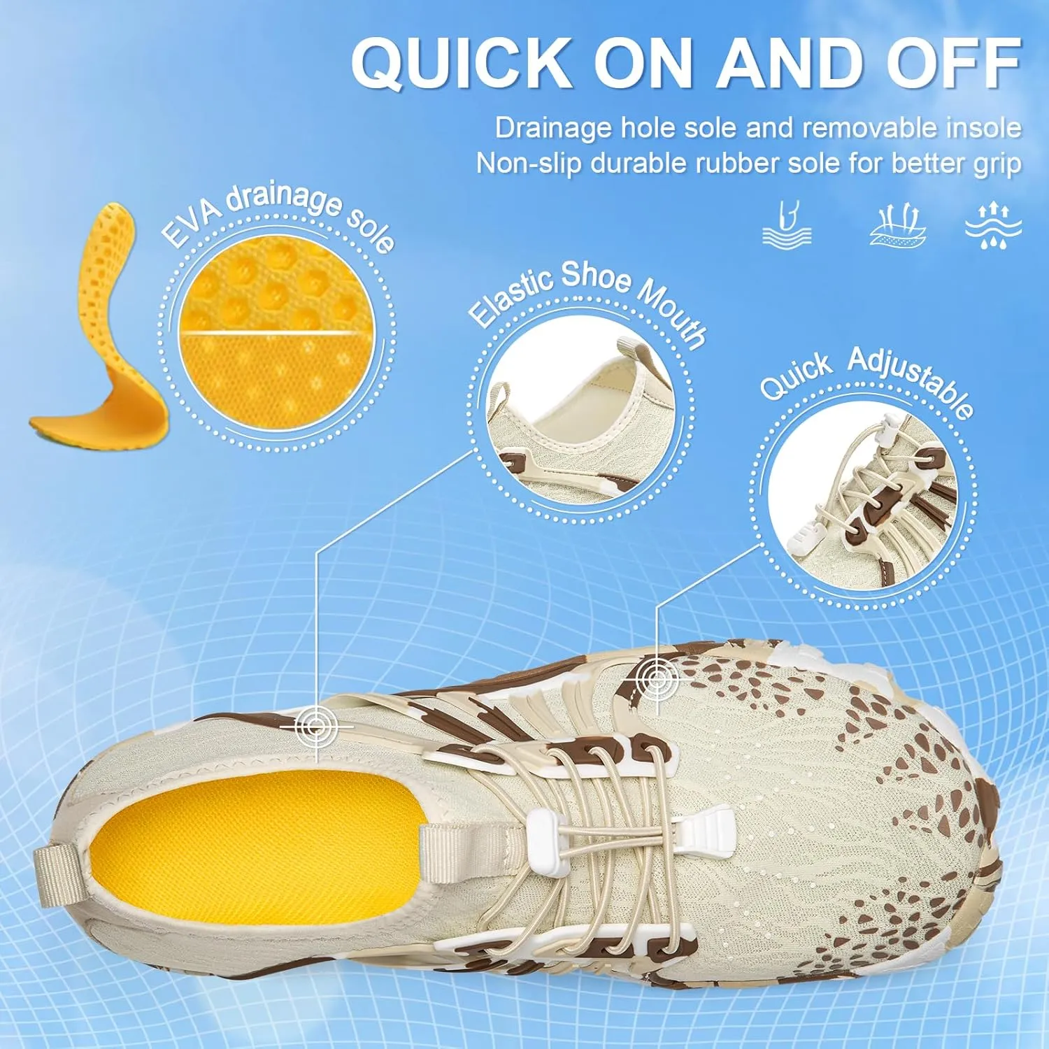 ATHMILE Water Shoes for Women Men Quick-Dry Lightweight Barefoot Beach Pool Aqua Shoes for Swim Hiking Snorkeling Kayak