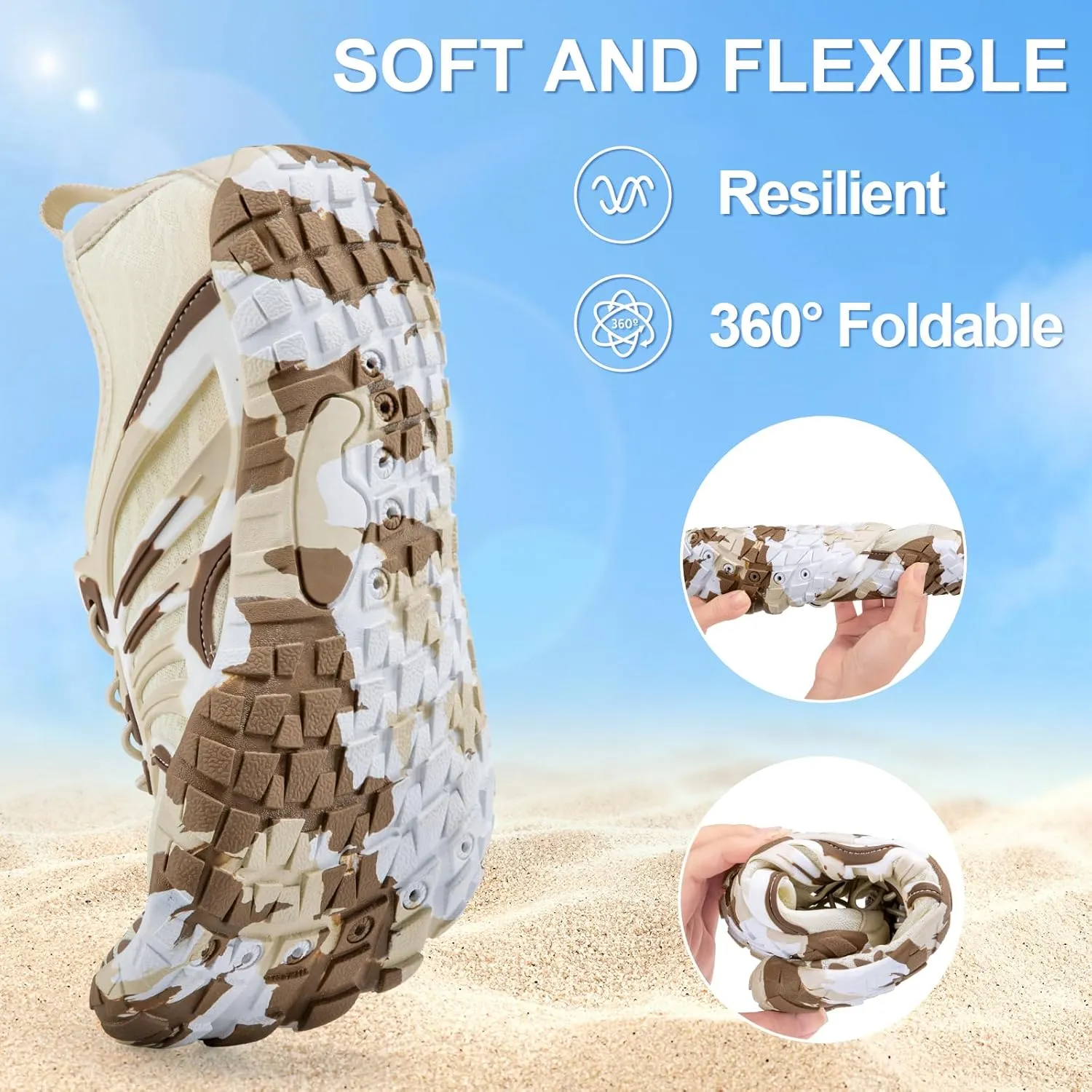 ATHMILE Water Shoes for Women Men Quick-Dry Lightweight Barefoot Beach Pool Aqua Shoes for Swim Hiking Snorkeling Kayak