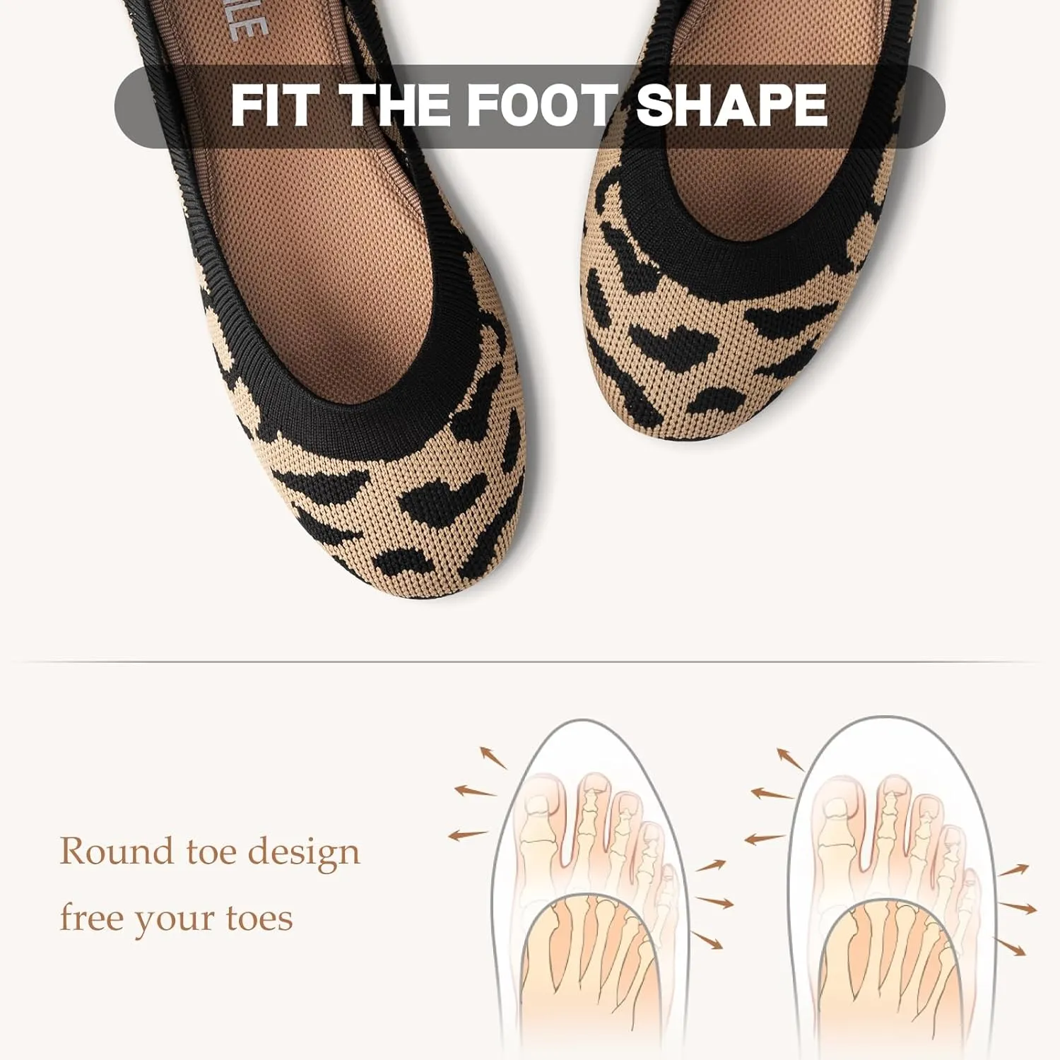 ATHMILE Women's Flat Ballet Shoes Knit Flat Shoes for Women Round Toe Slip on Women Flats for Dressy Casual Office Work Wedding Comfort Soft
