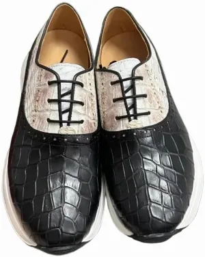 Authentic Real Crocodile Skin Mixed-Color Men's Walking Sneakers Genuine Exotic Alligator Leather Male Soft Lace-up Flats Shoes