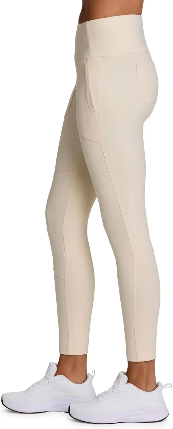 Avalanche Women's Combo Stretch Woven Front Knit Slim Fit Pant with Pockets