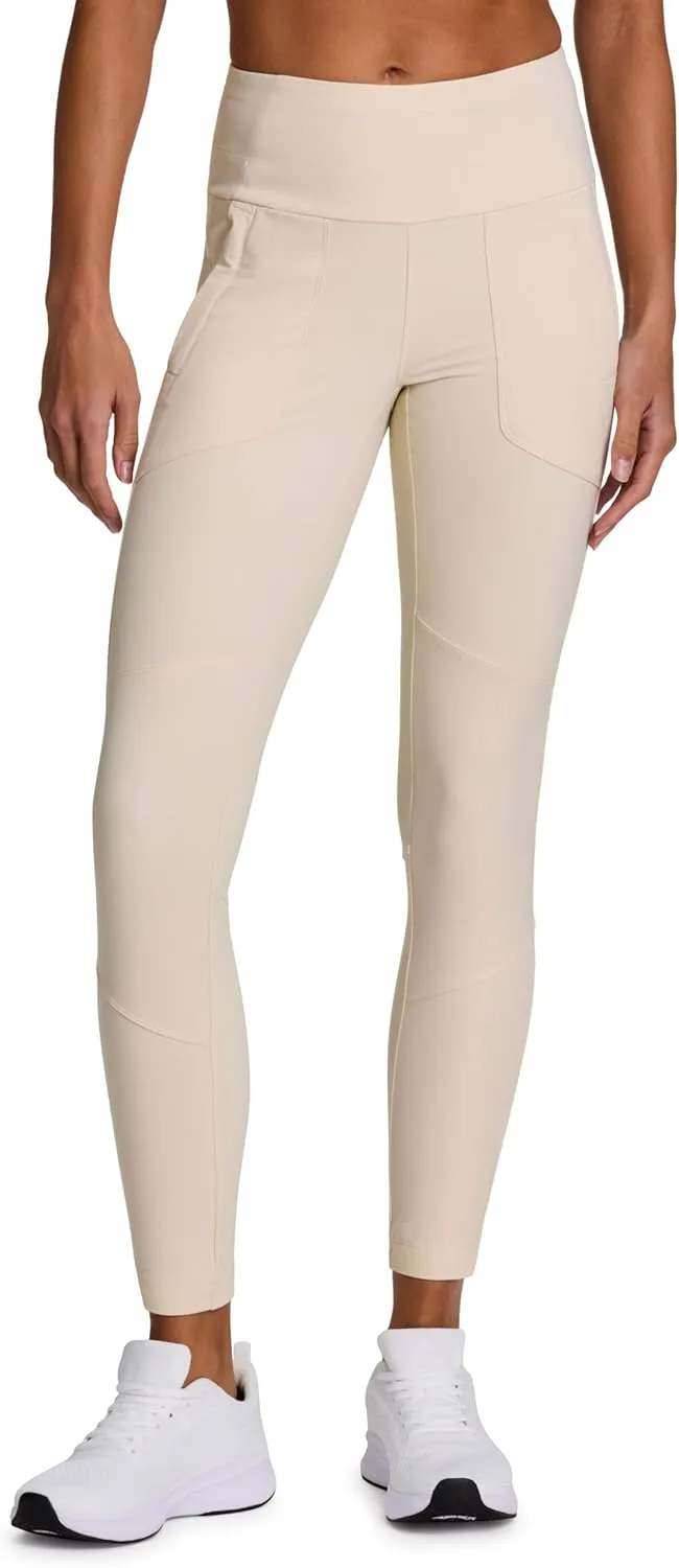 Avalanche Women's Combo Stretch Woven Front Knit Slim Fit Pant with Pockets