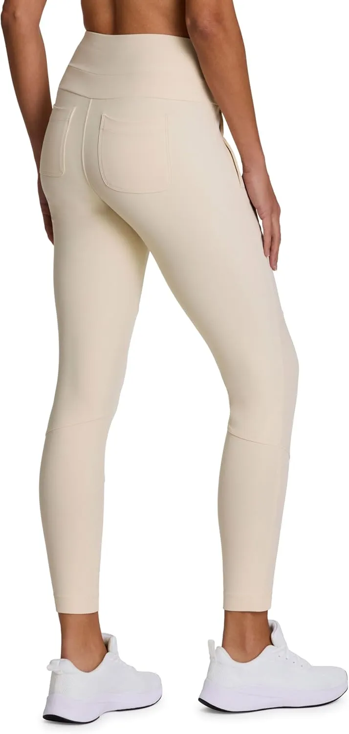 Avalanche Women's Combo Stretch Woven Front Knit Slim Fit Pant with Pockets