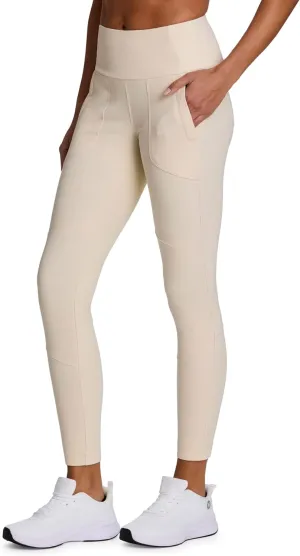 Avalanche Women's Combo Stretch Woven Front Knit Slim Fit Pant with Pockets