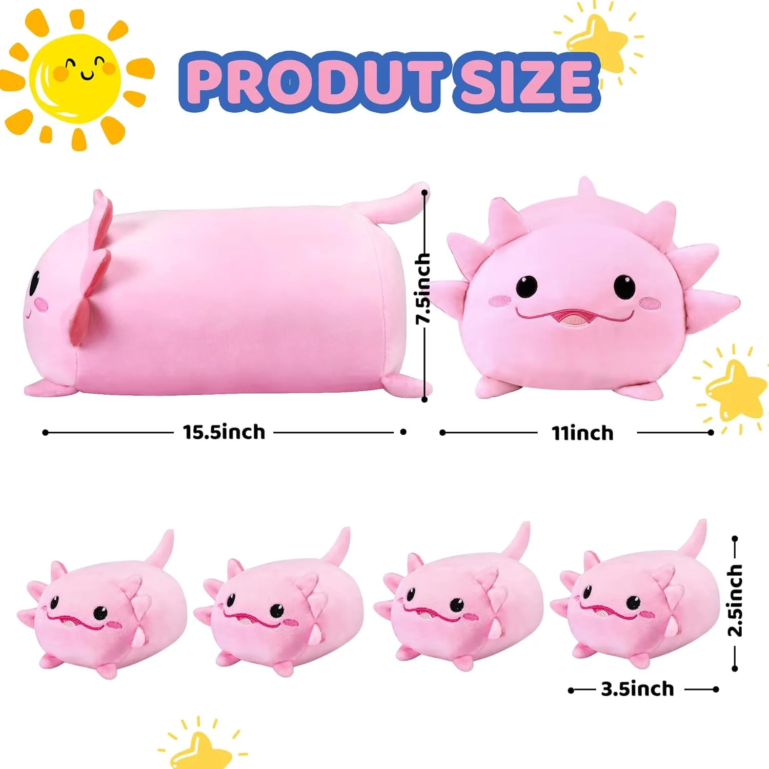 Axolotl Plush Cute Axolotl Stuffed Animal with 4 Baby Soft Pillow Valentine's, Birthday Gift for Girls Boys Kids Decor